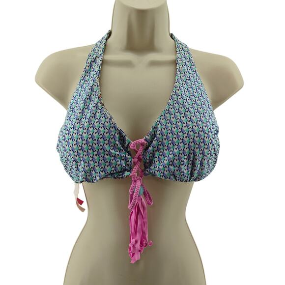 Victoria’s Secret Reversible Bikini Swim Top Multicolor Pink Fringe Large - Picture 1 of 6
